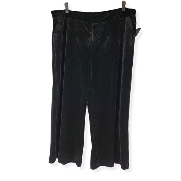Simply Styled Black Velvet cropped pull-up pants XL - Picture 1 of 3